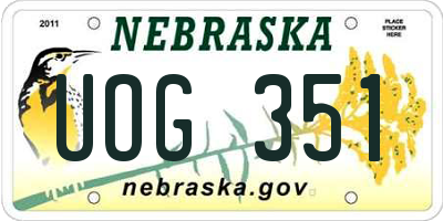 NE license plate UOG351