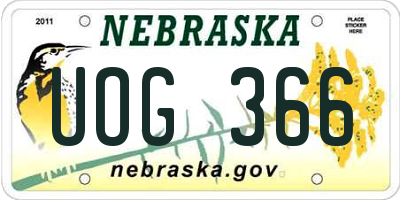 NE license plate UOG366