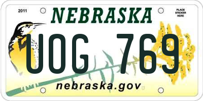 NE license plate UOG769