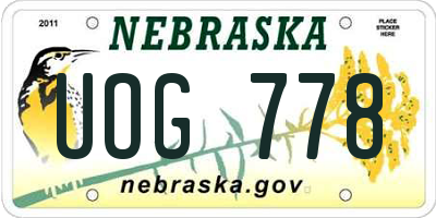 NE license plate UOG778