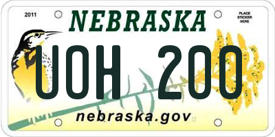 NE license plate UOH200