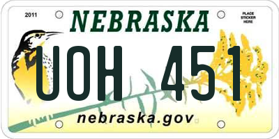 NE license plate UOH451