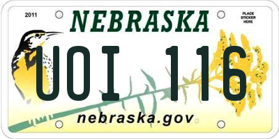 NE license plate UOI116