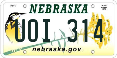 NE license plate UOI314