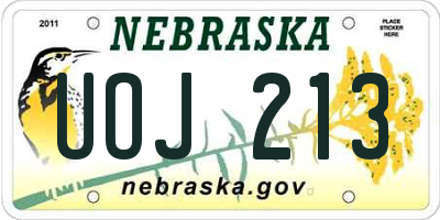 NE license plate UOJ213