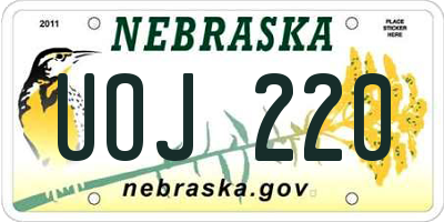 NE license plate UOJ220