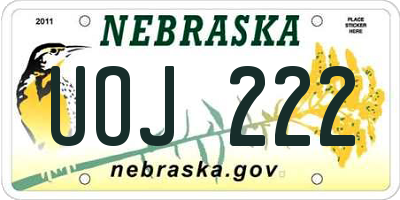 NE license plate UOJ222