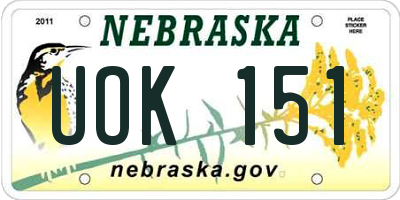 NE license plate UOK151