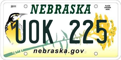 NE license plate UOK225