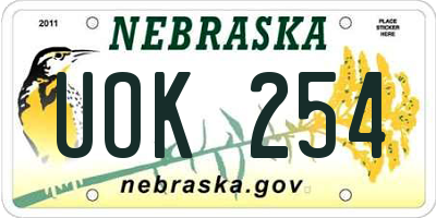 NE license plate UOK254