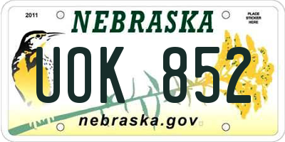 NE license plate UOK852