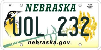 NE license plate UOL232