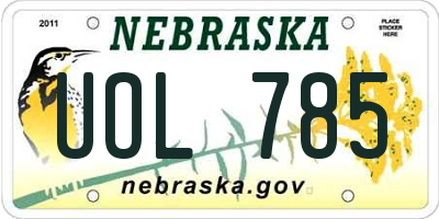 NE license plate UOL785