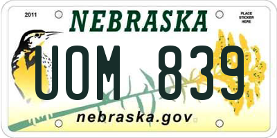 NE license plate UOM839