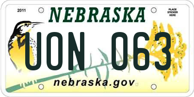 NE license plate UON063