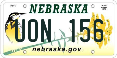 NE license plate UON156