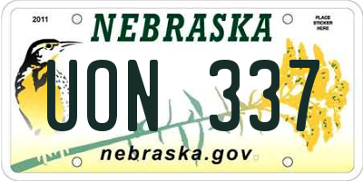 NE license plate UON337