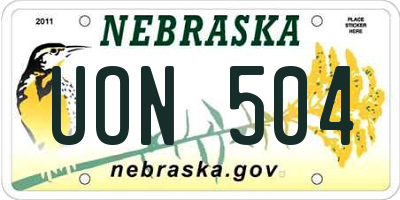 NE license plate UON504