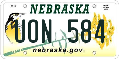 NE license plate UON584
