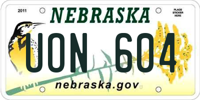 NE license plate UON604