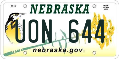 NE license plate UON644