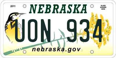NE license plate UON934