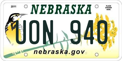 NE license plate UON940