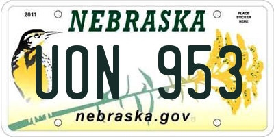 NE license plate UON953