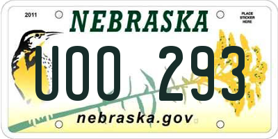 NE license plate UOO293