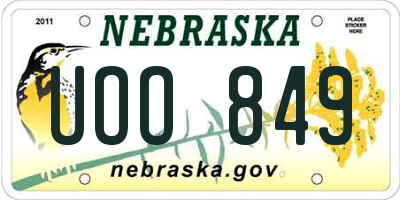 NE license plate UOO849