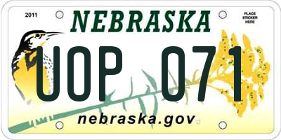 NE license plate UOP071