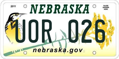 NE license plate UOR026
