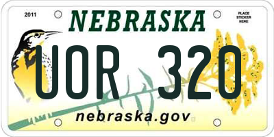 NE license plate UOR320