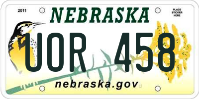 NE license plate UOR458