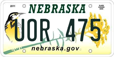 NE license plate UOR475