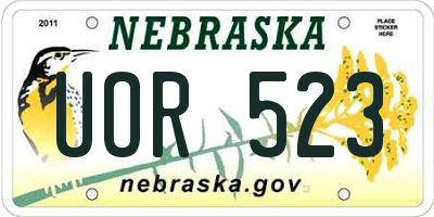 NE license plate UOR523