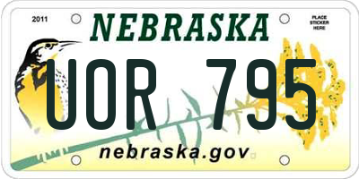 NE license plate UOR795