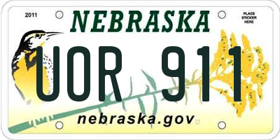 NE license plate UOR911