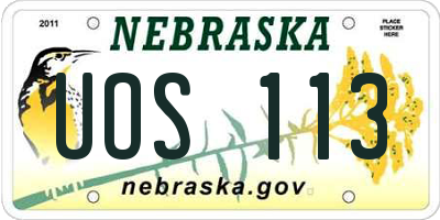 NE license plate UOS113