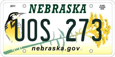 NE license plate UOS273