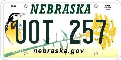 NE license plate UOT257