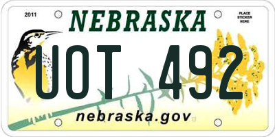 NE license plate UOT492