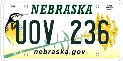NE license plate UOV236