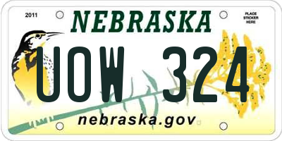 NE license plate UOW324