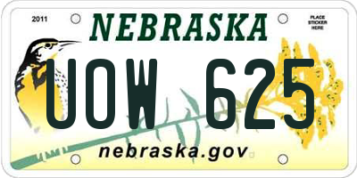NE license plate UOW625