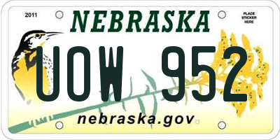 NE license plate UOW952