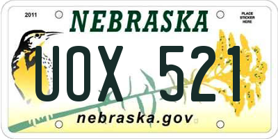 NE license plate UOX521