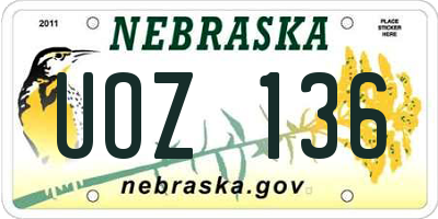 NE license plate UOZ136