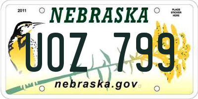 NE license plate UOZ799