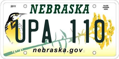 NE license plate UPA110